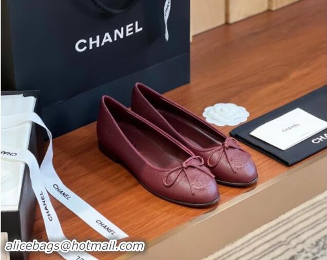 Purchase Chanel Grained Calfskin Classic Ballerinas Burgundy 111202