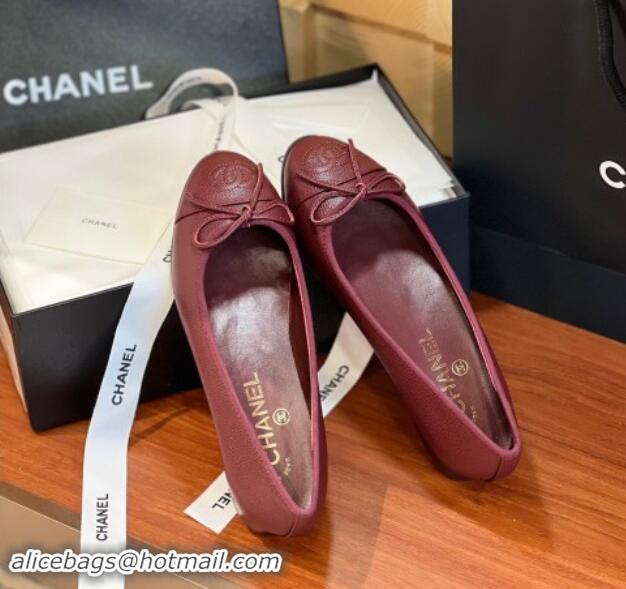 Purchase Chanel Grained Calfskin Classic Ballerinas Burgundy 111202