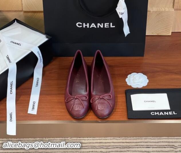 Purchase Chanel Grained Calfskin Classic Ballerinas Burgundy 111202