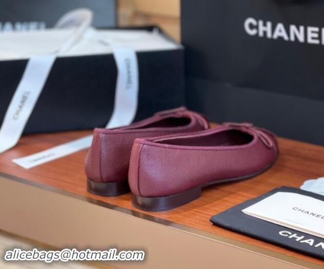 Purchase Chanel Grained Calfskin Classic Ballerinas Burgundy 111202