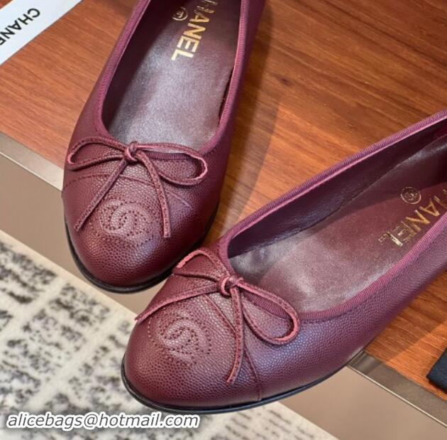 Purchase Chanel Grained Calfskin Classic Ballerinas Burgundy 111202