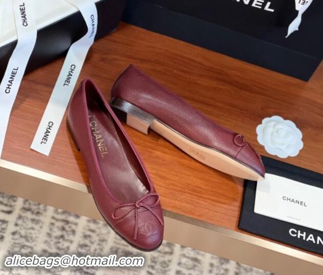 Purchase Chanel Grained Calfskin Classic Ballerinas Burgundy 111202