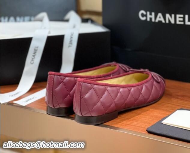 Shop Cheap Chanel Quilted Lambskin Classic Ballerinas Burgundy 111201