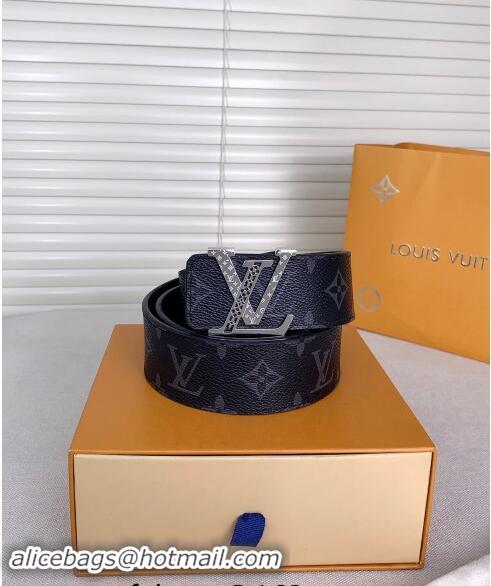 Cheapest Louis Vuitton Mens Belt 4cm with LV Buckle 0510 Black Monogram 2024