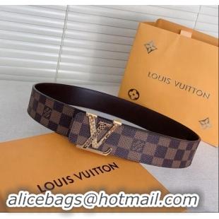 Grade Inexpensive Louis Vuitton Mens Belt 4cm with LV Buckle 0510 Damier Ebene 2024