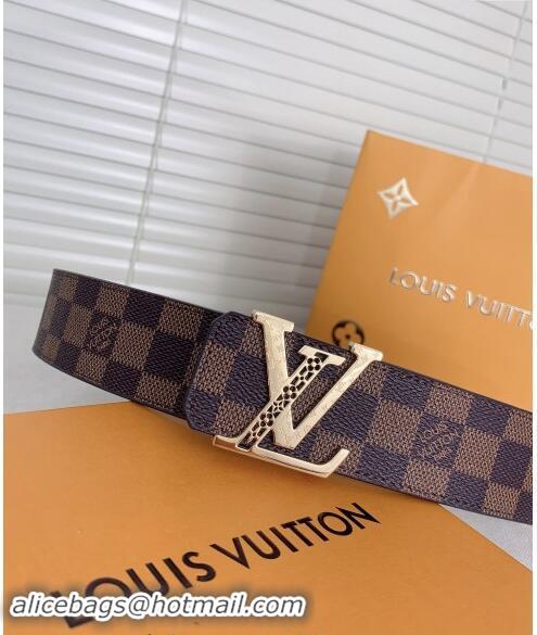 Grade Inexpensive Louis Vuitton Mens Belt 4cm with LV Buckle 0510 Damier Ebene 2024