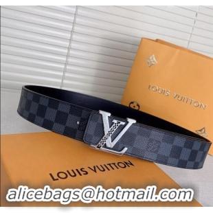 Super Quality Louis Vuitton Mens Belt 4cm with LV Buckle 0510 Damier Graphite 2024