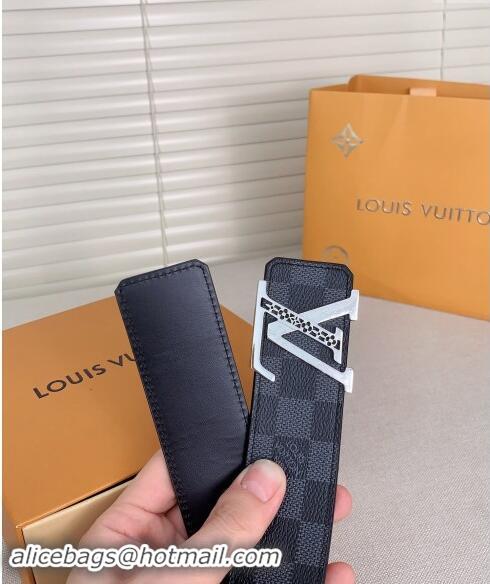 Super Quality Louis Vuitton Mens Belt 4cm with LV Buckle 0510 Damier Graphite 2024