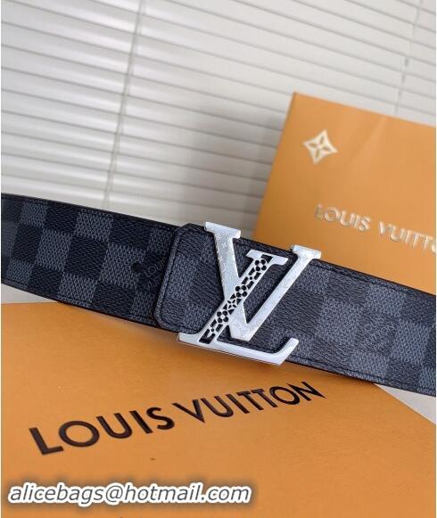 Super Quality Louis Vuitton Mens Belt 4cm with LV Buckle 0510 Damier Graphite 2024