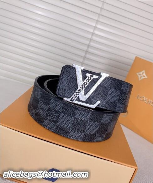 Super Quality Louis Vuitton Mens Belt 4cm with LV Buckle 0510 Damier Graphite 2024