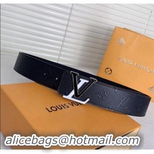 Affordable Price Louis Vuitton Mens Belt 4cm with LV Buckle Perforated Leather 0510 Black 2024