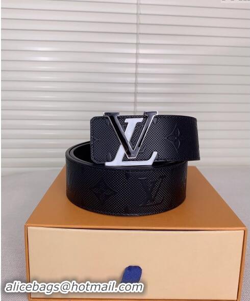 Affordable Price Louis Vuitton Mens Belt 4cm with LV Buckle Perforated Leather 0510 Black 2024