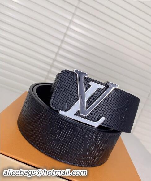 Affordable Price Louis Vuitton Mens Belt 4cm with LV Buckle Perforated Leather 0510 Black 2024