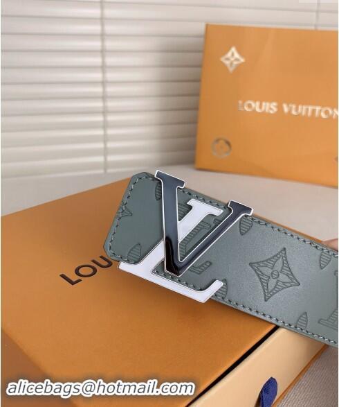 ​Best Price Louis Vuitton Mens Belt 4cm with LV Buckle Monogram Leather 0510 Grey 2024