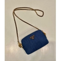 Promotional Prada Small Denim Shoulder Bag 1NS695 Blue 2024