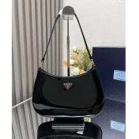 Top Grade Prada Cleo Patent Leather Hobo Bag 1BC499 Black 2024