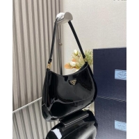 Top Grade Prada Cleo Patent Leather Hobo Bag 1BC499 Black 2024