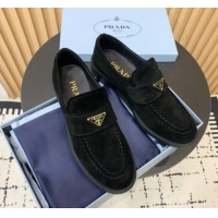 Popular Style Prada Suede loafers Black 1011095