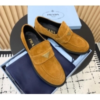 Top Grade Prada Suede loafers Brown Yellow 011097