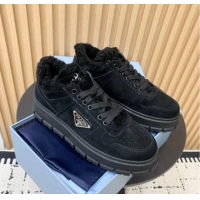 Best Product Prada Suede and Wool Sneakers Black 011100