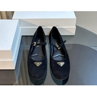 Good Quality Prada Suede ballerinas flats Black 1011115