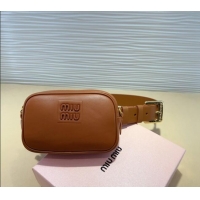 Well Crafted Miu Miu Nappa leather Belt 3cm with Pouch MM102204 Brown 2024