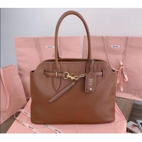 New Fashion Miu Miu Aventure nappa leather tote bag 5BG291 Tan Brown 2024