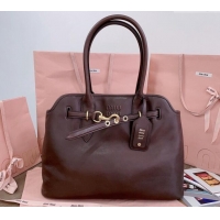 Best Design Miu Miu Aventure nappa leather tote bag 5BG291 Briarwood 2024