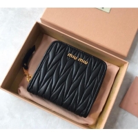 Reasonable Price Miu Miu Matelasse Leather Small Wallet 5MO522 Black 2024