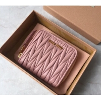 Good Product Miu Miu Matelasse Leather Wallet 5MO522 Light Pink 2024