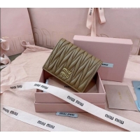 Top Design Miu Miu Matelasse Leather Small Wallet 5MV204 Dark Beige 2024