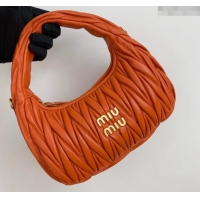 Top Design Miu Miu Wander Matelasse Nappa Leather Small Hobo bag 5BC125 Orange 2024