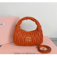 Top Design Miu Miu Wander Matelasse Nappa Leather Small Hobo bag 5BC125 Orange 2024