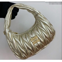 Top Quality Miu Miu Wander Matelasse Nappa Leather Small Hobo bag 5BC125 Gold 2024