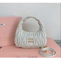 Buy Classic Miu Miu Wander Matelasse Nappa Leather Small Hobo bag 5BC125 White 2024