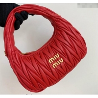 Good Product Miu Miu Wander Matelasse Nappa Leather Small Hobo bag 5BC125 Red 2024