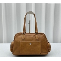 Best Price Miu Miu Nappa leather top-handle bag 5BB159 Caramel Brown 2024