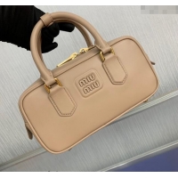 Super Quality Miu Miu Arcadie Leather top handle bag with Tone-to-Tone Logo 5BB142 Beige 2024