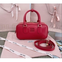 Inexpensive Miu Miu Arcadie Calf Leather top handle bag with Tone-to-Tone Logo 5BB142 Red 2024