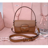 Trendy Design Miu Miu Penny leather shoulder bag 5BD270 Tan Brown 2024