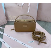 Low Cost Miu Miu leather mini bag 5BH229 Light Brown 2024