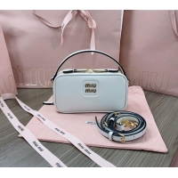 Top Grade Miu Miu leather mini bag 5BH229 White 2024