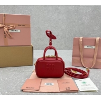 Top Quality Miu Miu Leather micro bag 5NR036 Red 2024