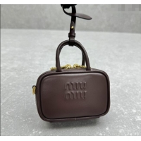 Pretty Style Miu Miu Leather micro bag 5NR036 Briarwood Brown 2024