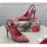 Shop Duplicate Dolce & Gabbana DG Straw-Like Slingback Pumps 10.5cm Pink 325107