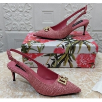 Good Quality Dolce & Gabbana DG Straw-Like Slingback Pumps 6.5cm Pink 325109