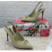 Top Design Dolce & Gabbana DG Straw-Like Slingback Pumps 10.5cm Green 325110