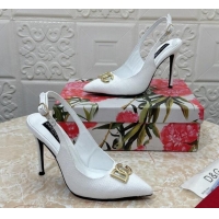 Charming Dolce & Gabbana DG Straw-Like Slingback Pumps 10.5cm White 325112