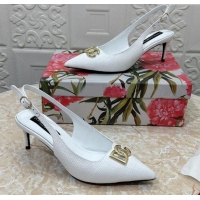 Top Grade Dolce & Gabbana DG Straw-Like Slingback Pumps 6.5cm White 325113