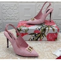 Best Grade Dolce & Gabbana DG Straw-Like Slingback Pumps 10.5cm Light Pink 325114